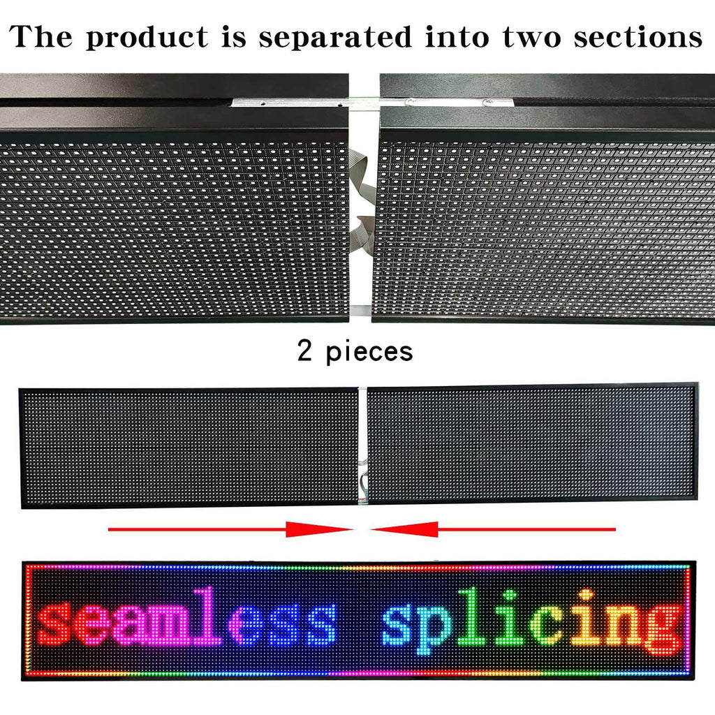 Programmable LED Sign Outdoor Full Color â 39"x8" Scrolling Message Board, Custom Digital Advertising Display, WiFi Control, High Brightness Neon Business Sign for Store, Bar, Restaurant