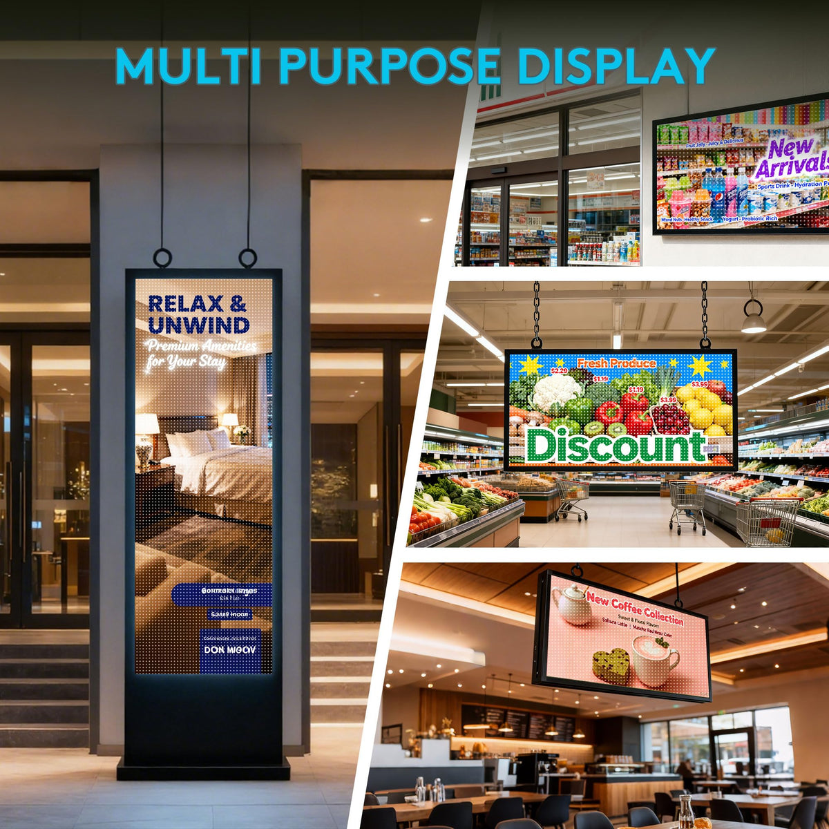P5 Programmable LED Signs 65"x34" IP65 Waterproof Outdoor Digital Display with WiFi & USB Control, Full-Color 320Ã160 SMD Scrolling Text/Image/Video Advertising Board for Business