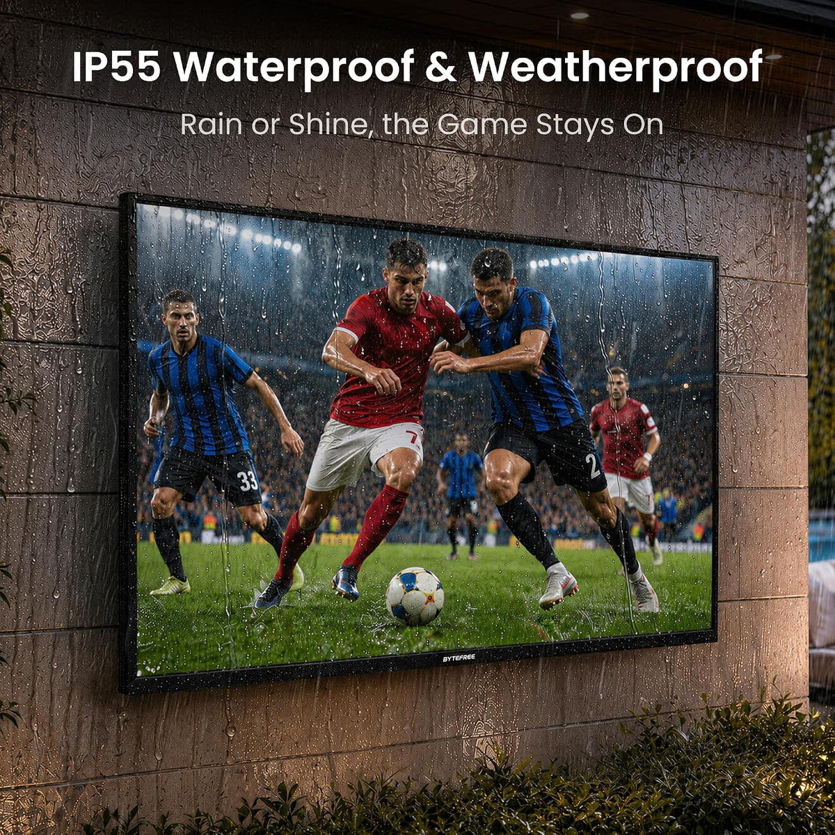 55 inch Outdoor TV 4K UHD Smart Google TV, 1500 Nits IP55 Waterproof, HDR10, Dolby Vision & Atmos, 178Â° Wide Viewing Angle, Anti Glare, Partial Sun, WiFi & Bluetooth, Patio Backyard Poolside