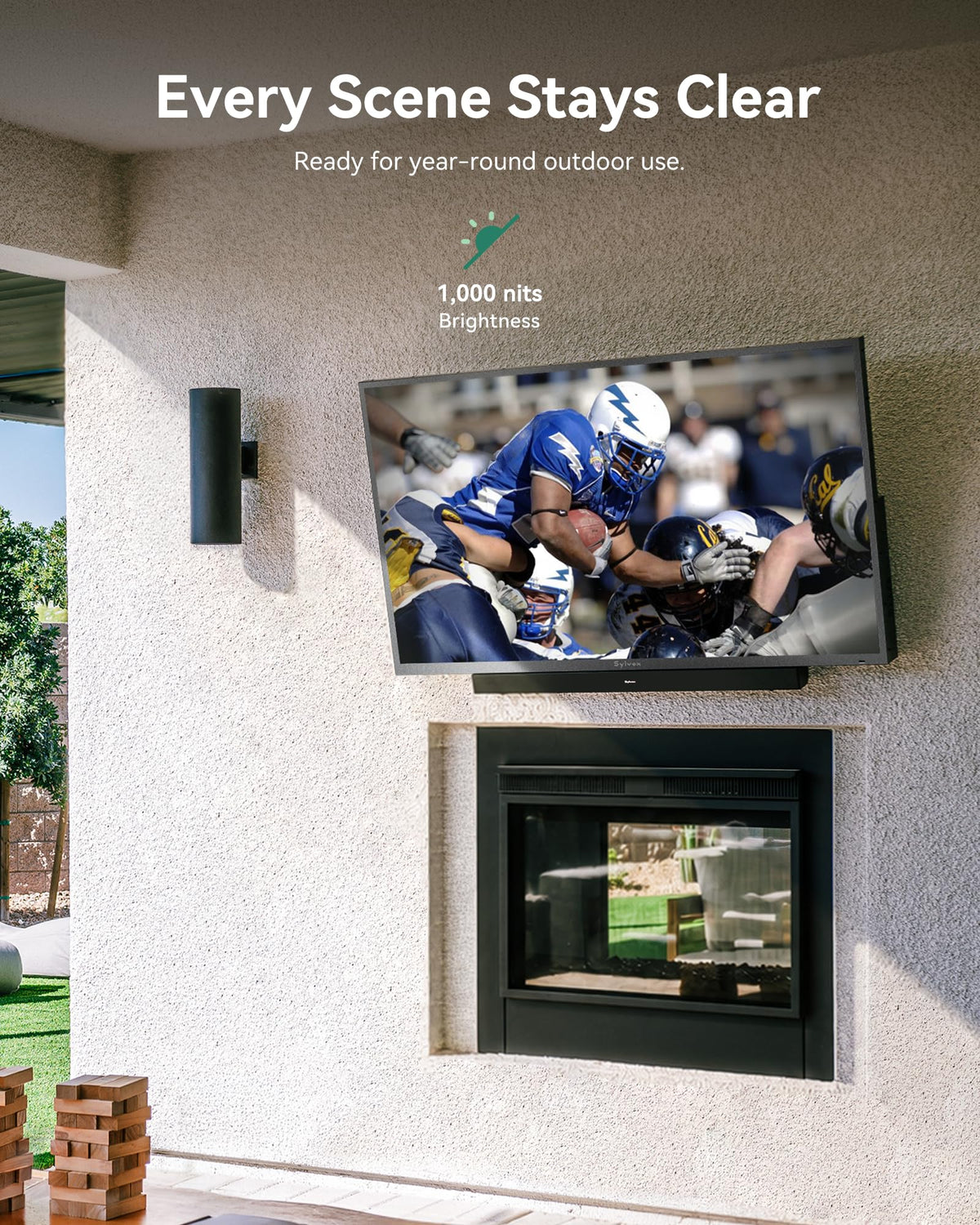 SYLVOX Outdoor TV, 55 inch Smart Waterproof Outdoor TV, 4K UHD Weatherproof