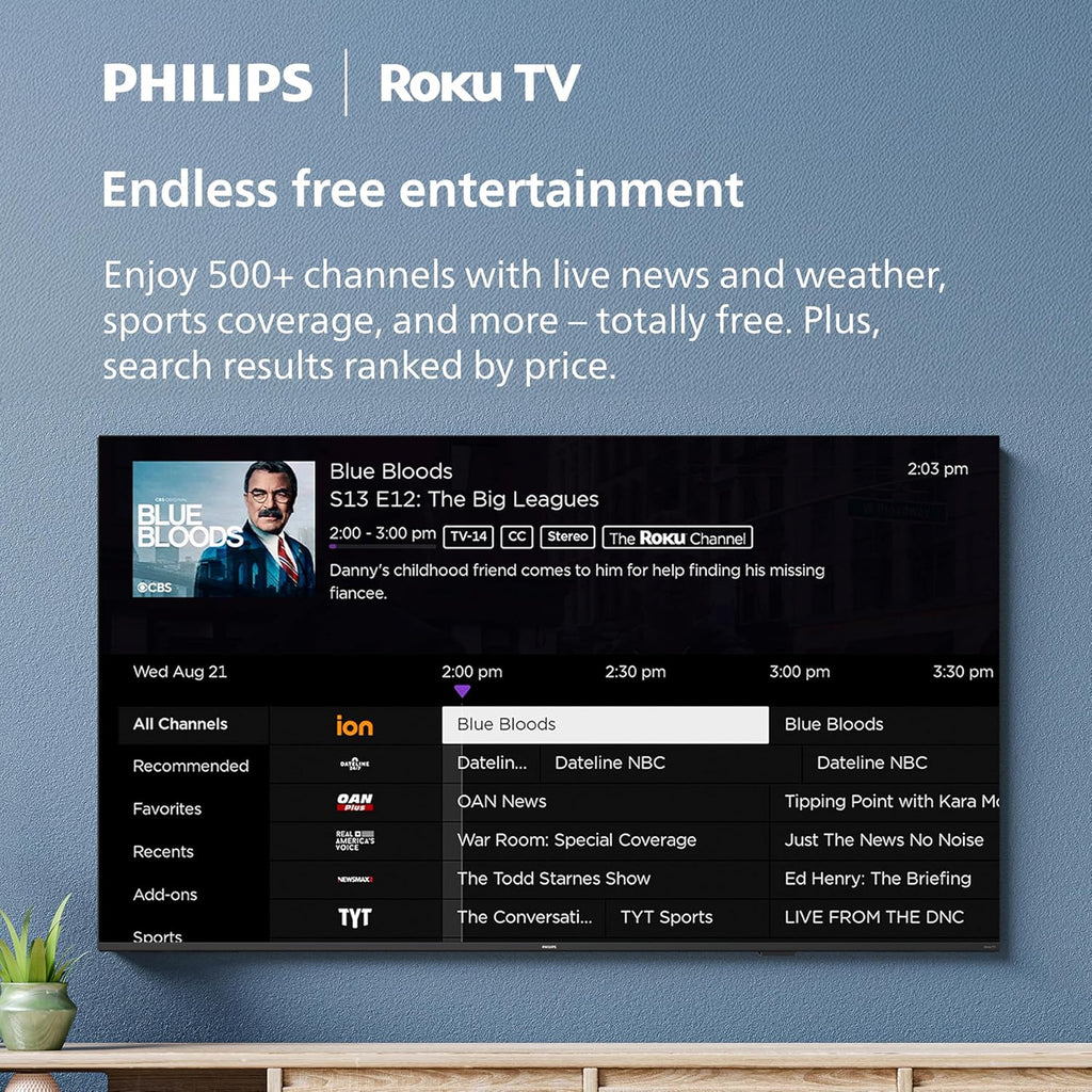 PHILIPS 50 Inch 4K QLED Roku TV, 7985 Series with Ambilight, UHD 2160p, HDR