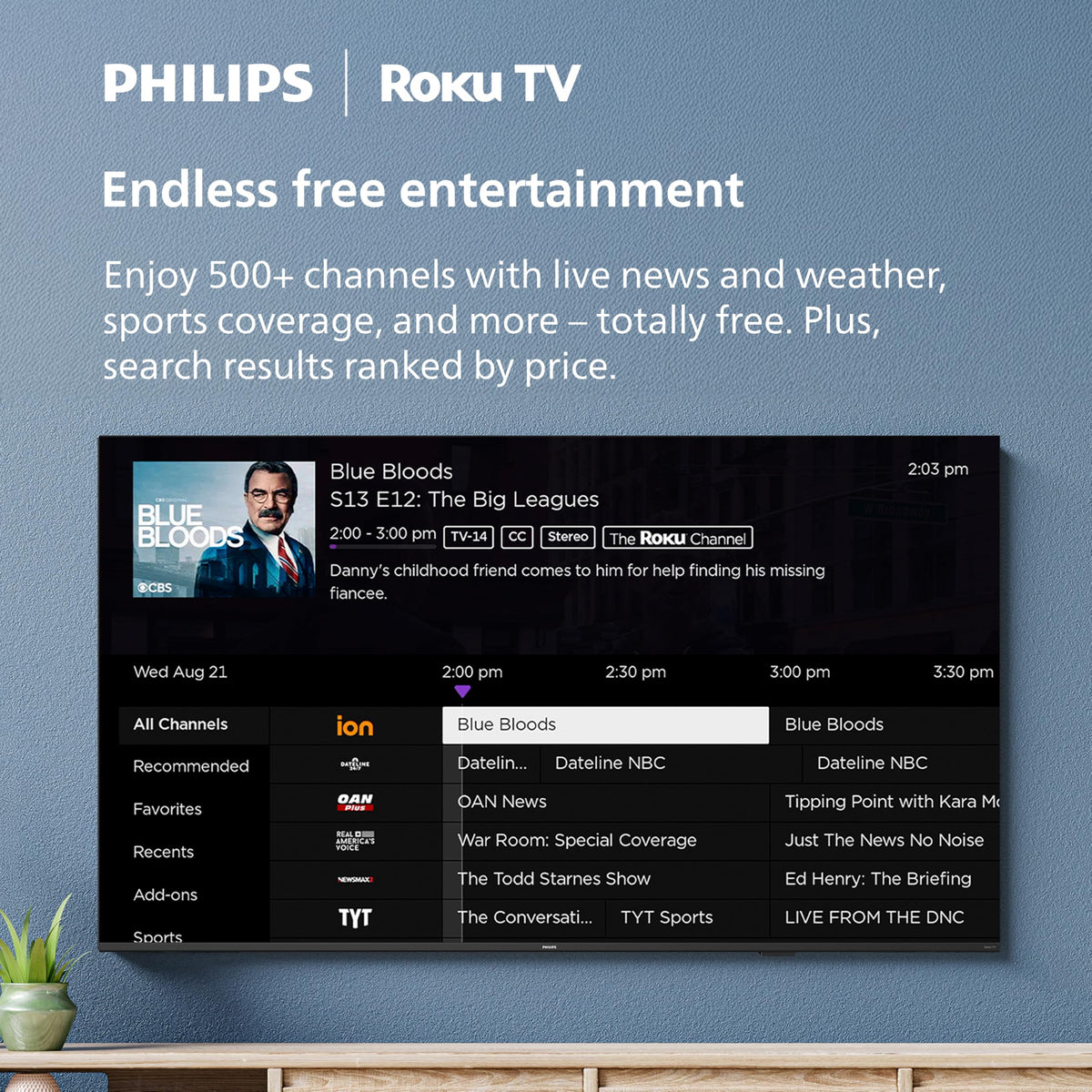 PHILIPS 50 Inch 4K QLED Roku TV, 7985 Series with Ambilight, UHD 2160p, HDR