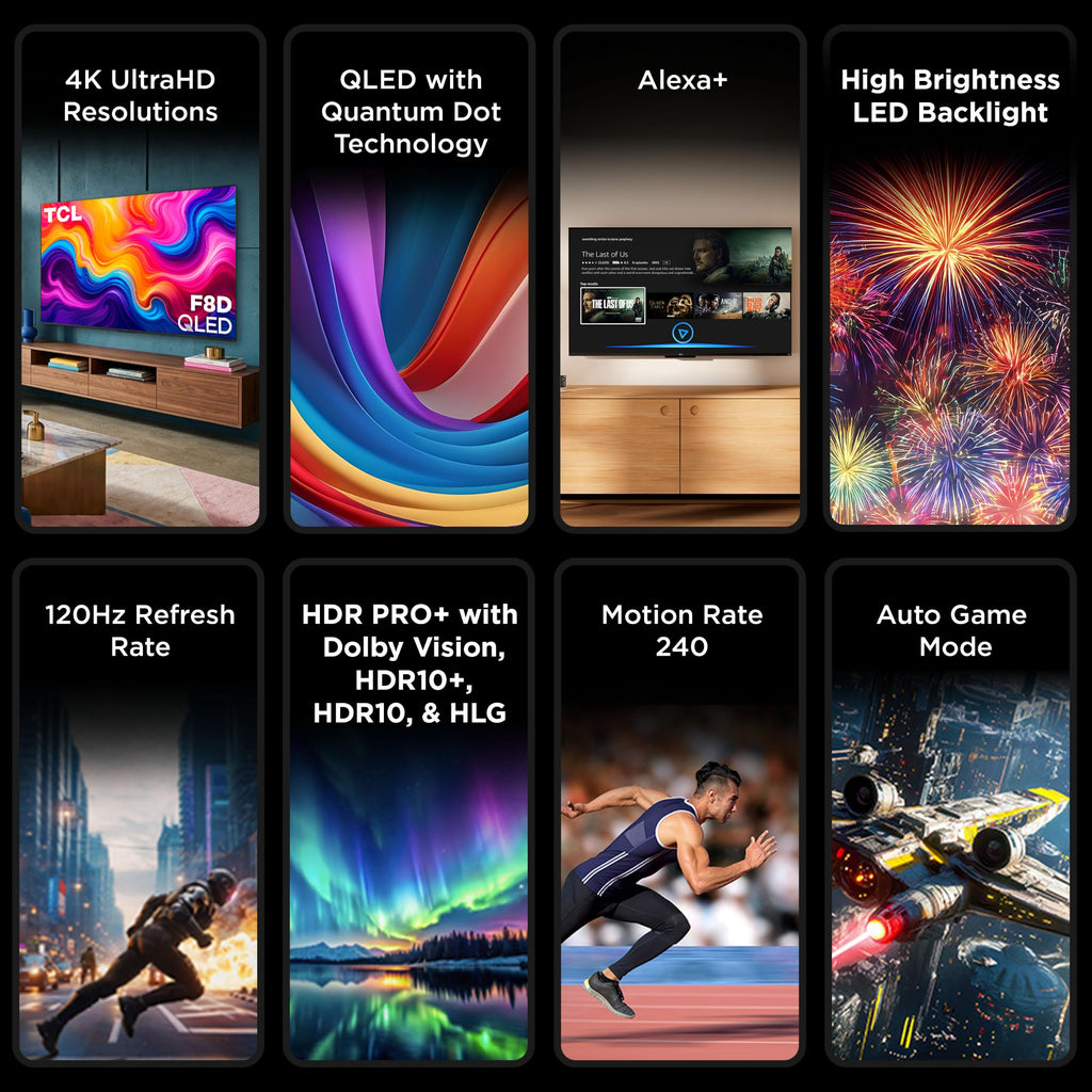 TCL 75-Inch F8D Series 4K QLED Smart TV (75F8D, 2026 Model) with Dolby Vision HDR and Dolby Atmos, Game Accelerator 288 and VRR for Sports and Gaming | Fire TV, Alexa+, 120Hz Refresh, LED Backlighting