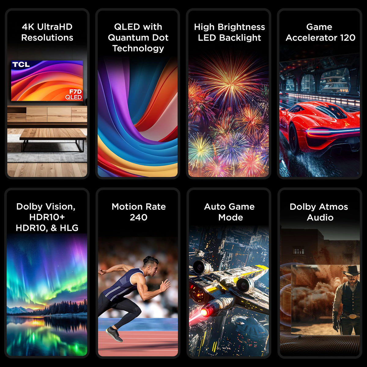 TCL 50-Inch F7D Series QLED 4K UHD Smart TV (50F7D, 2026 Model) | Dolby Vision & Dolby Atmos, DTS | Voice Remote with Alexa | Motion Rate 240, Game Accelerator 120, Auto Game Mode