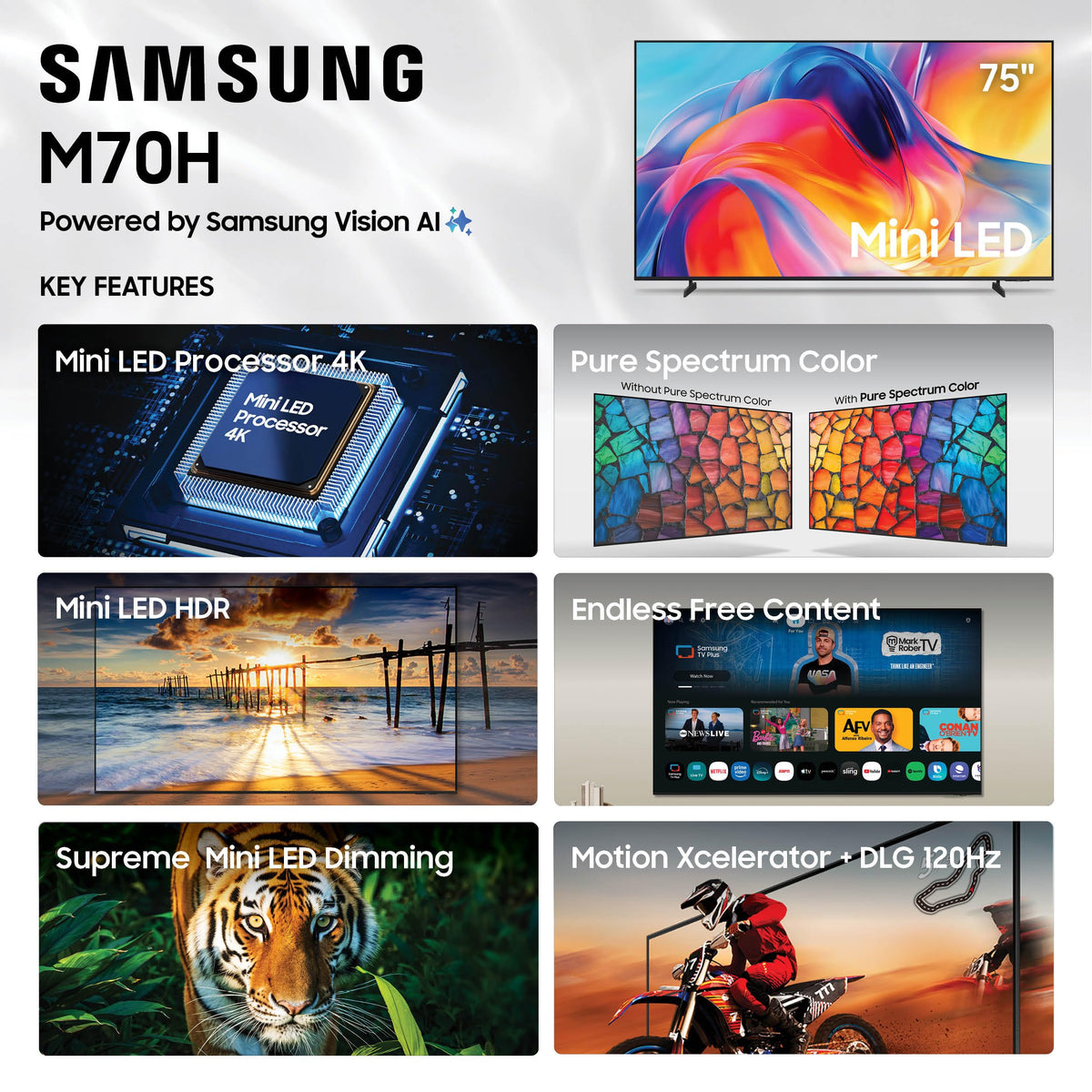 Samsung 43-Inch Class M70H Series, Mini LED, 4K, Smart TV, 2026 Model