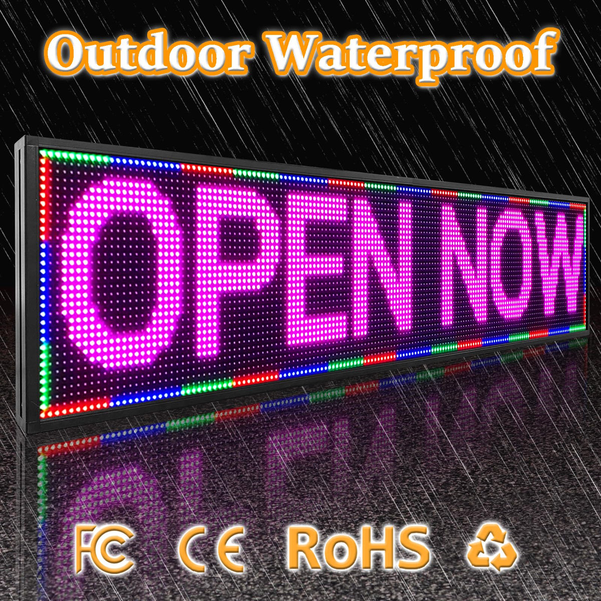 P10 39"x14" Double-Sides LED Advertising Sign Outdoor Digital Billboard with High Brightness, WiFi Programmable for Stores, HD Image/Text Display, Weatherproof & Energy Efficient