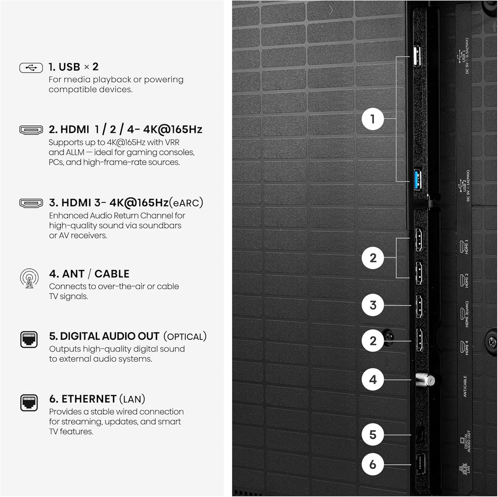 Hisense 65" U7 Mini-LED ULED 4K UHD Best Premium Gaming Smart Google TV (65U7SG, 2026 NEW) - Hi-QLED, Native 165Hz, VRR 330, HDR10+, Dolby Vision IQ Â· Atmos, IMAX Enhanced, Anti-Reflection, 2.1.2 Ch