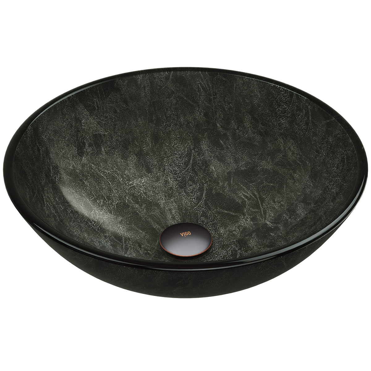 Vigo Vessel Sink Copper - 17â Artistic Round Bowl Sink for Bathrooms, Tempered Glass Above Counter Bathroom Sink with NonStickShield, QuickDrain & TempGuard, Modern Luxury Design
