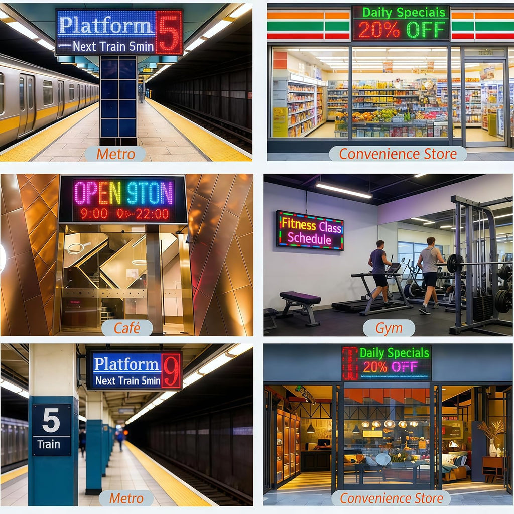 Outdoor P10 LED Message Sign 39"x14" Waterproof High Brightness WiFi Programmable Scrolling Text Display Board for Business, Storefront, Restaurant, Church, Events