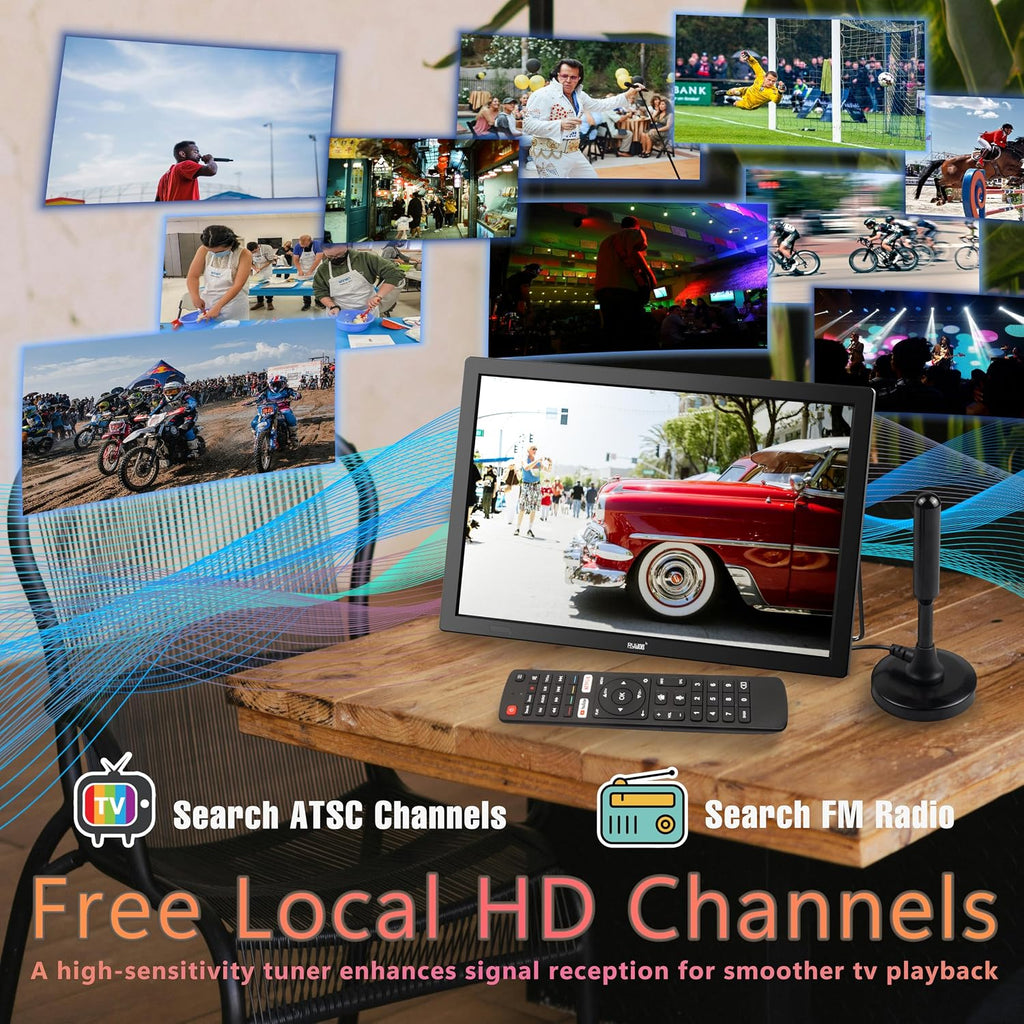 15.6" Small Smart TV,4000mAh Rechargeable Battery TV for Camping