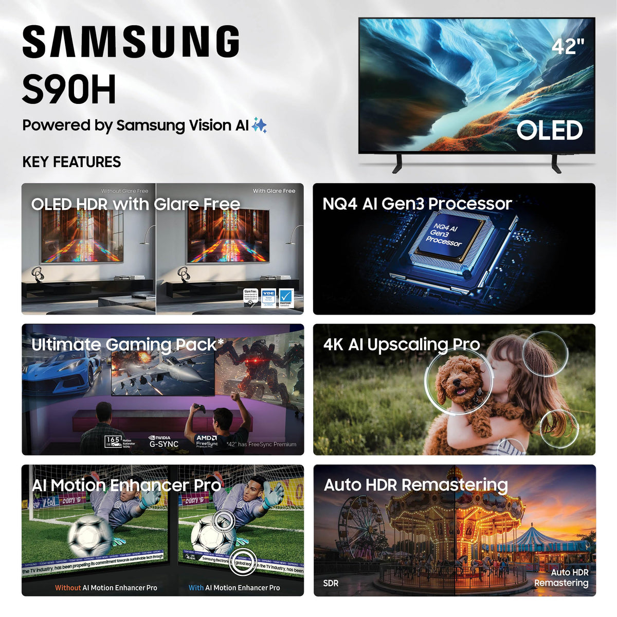 Samsung QN42S90H 42 inch Class S90H Series 4K OLED Vision AI Smart Tizen TV
